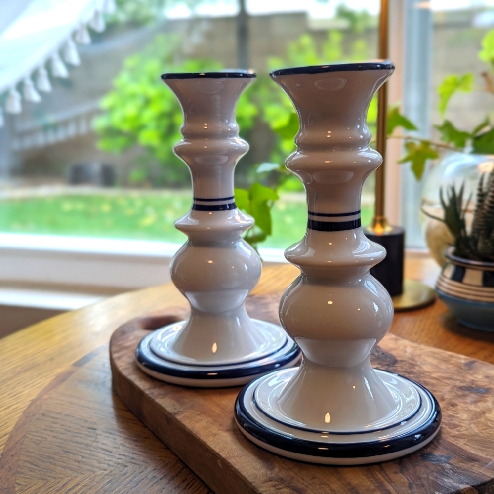 Set of 2 Dansk Bistro Design Taper Candle Holders